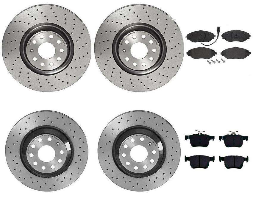 Audi VW Brakes Kit - Pads &  Rotors Front and Rear (340mm/310mm) (Low-Met) 8V0698151C - Brembo 3807729KIT